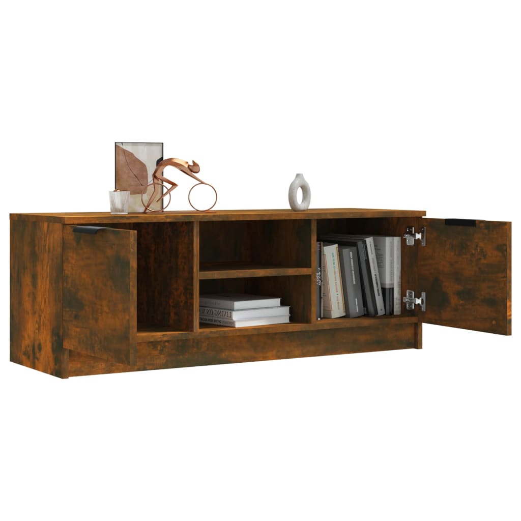 Tv-Meubel 102X35X36,5 Cm Bewerkt Hout Gerookt Eikenkleurig