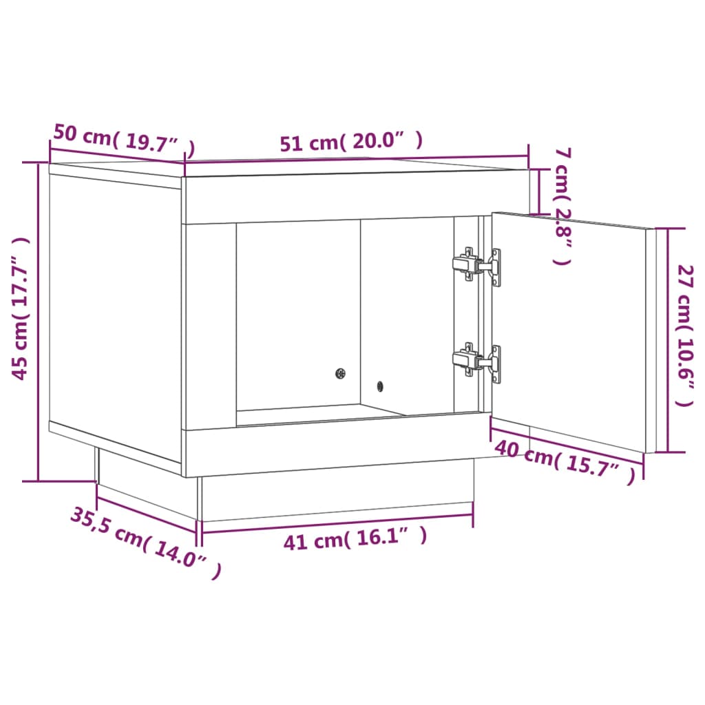 Salontafel 51X50X45 Cm Bewerkt Hout Gerookt Eikenkleurig