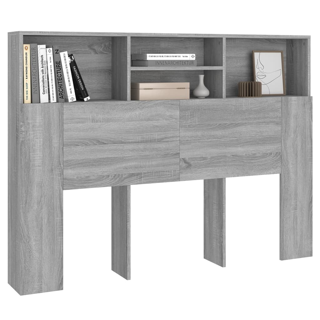 Hoofdbordkast 140X19X103,5 Cm Grijs Sonoma Eikenkleurig