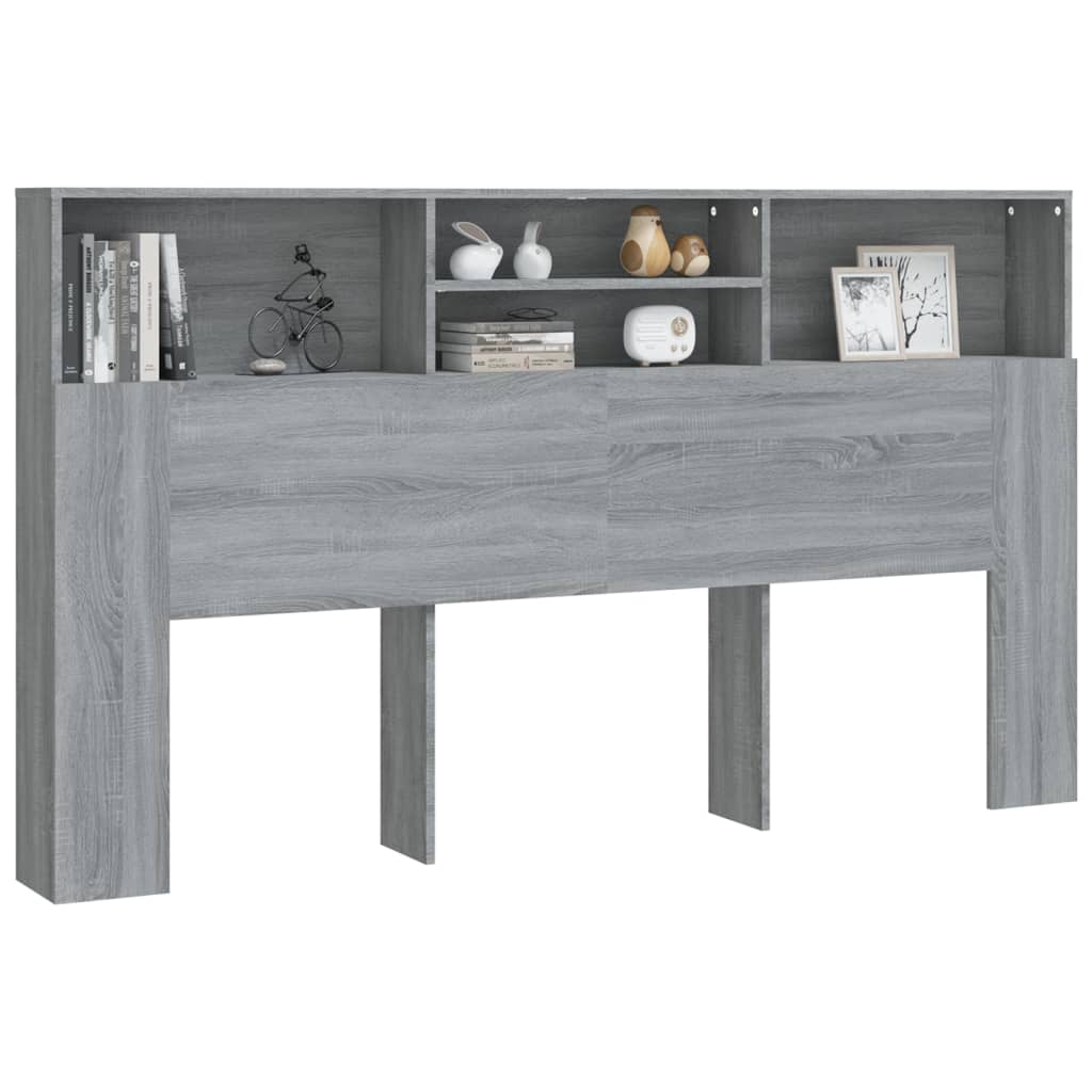 Hoofdbordkast 180X19X103,5 Cm Grijs Sonoma Eikenkleurig