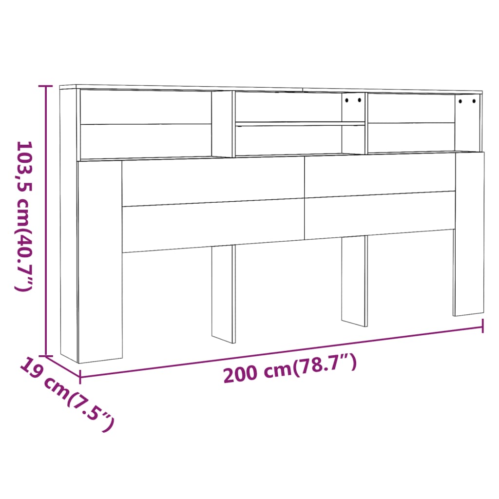Hoofdbordkast 200X19X103,5 Cm Bruineikenkleurig
