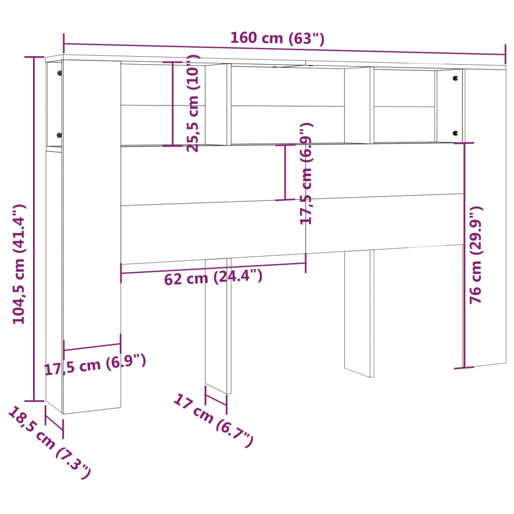 Hoofdbordkast 160X18,5X104,5 Cm Bruineikenkleurig
