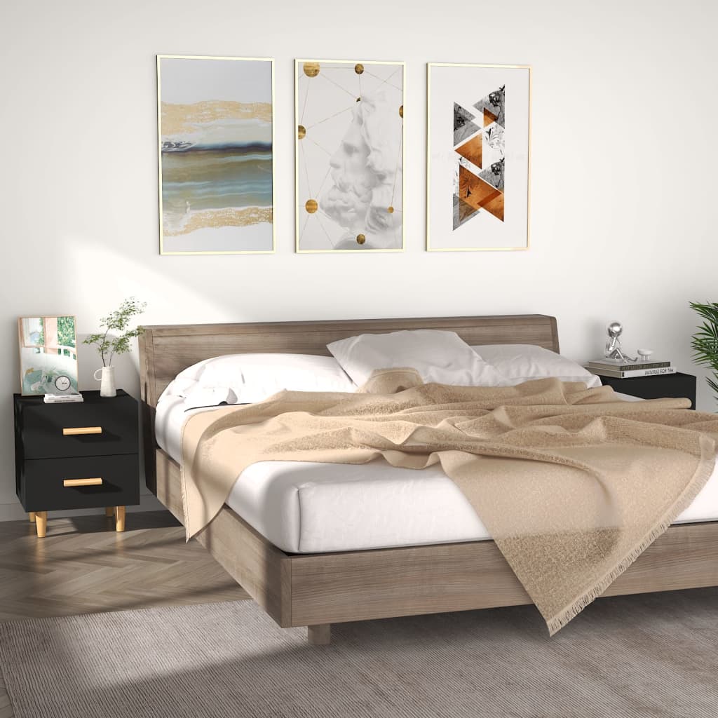 Nachtkastjes 2 St 40X35X47,5 Cm Zwart