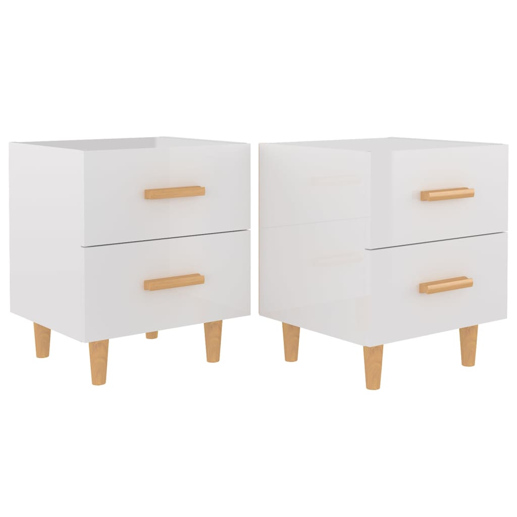 Nachtkastjes 2 St 40X35X47,5 Cm Hoogglans Wit