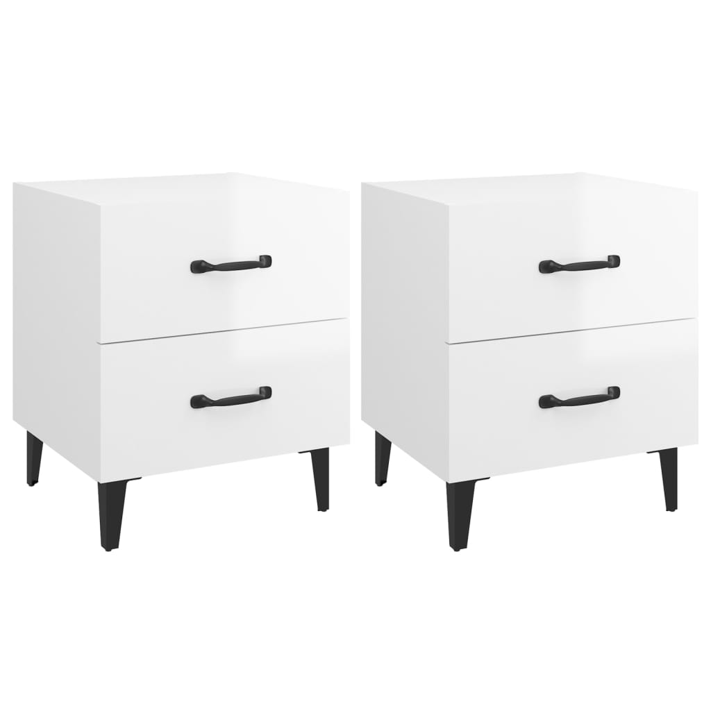 Nachtkastjes 2 St 40X35X47 Cm Hoogglans Wit