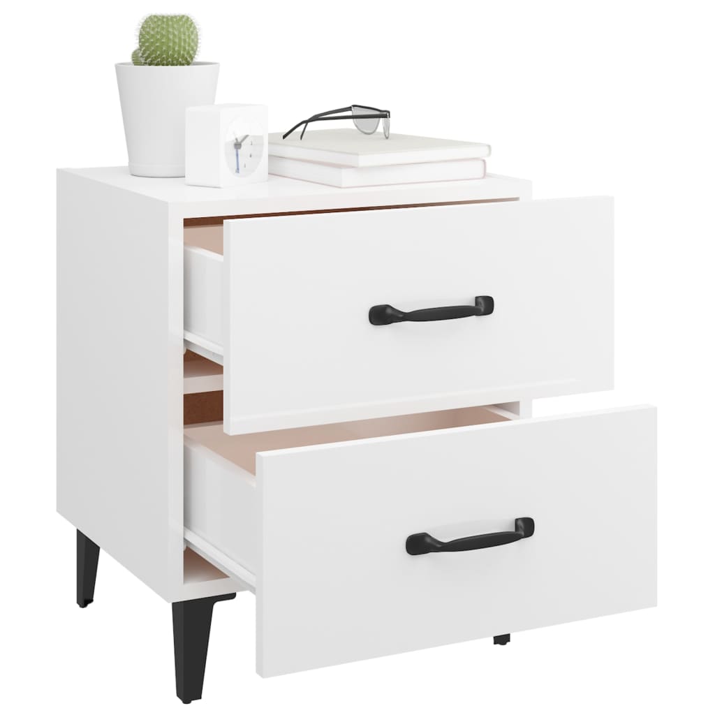 Nachtkastjes 2 St 40X35X47 Cm Hoogglans Wit