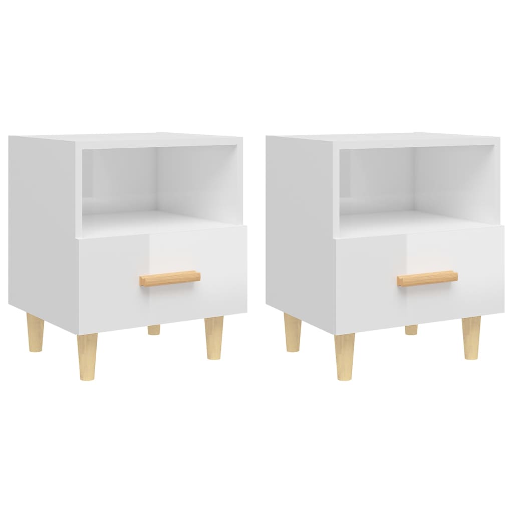 Nachtkastjes 2 St 40X35X47 Cm Hoogglans Wit