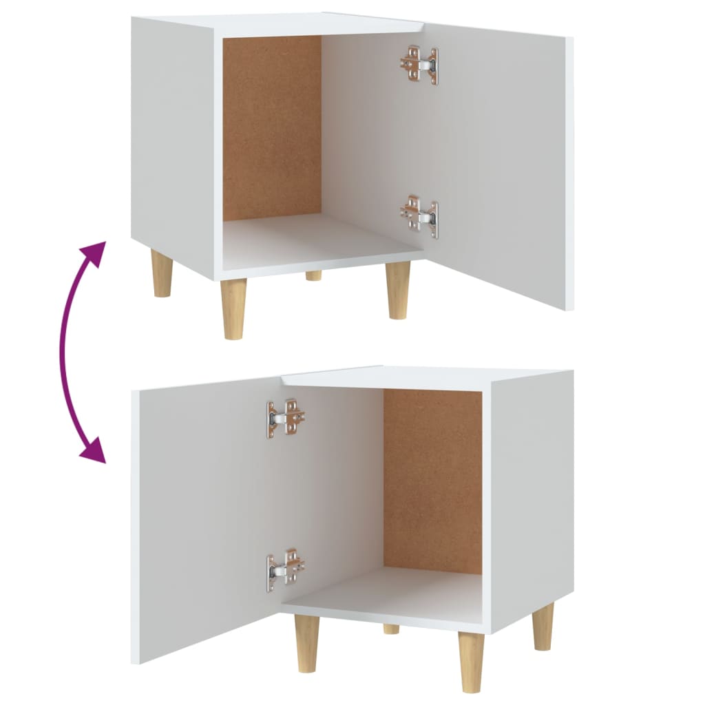 Nachtkastjes 2 St Bewerkt Hout Wit