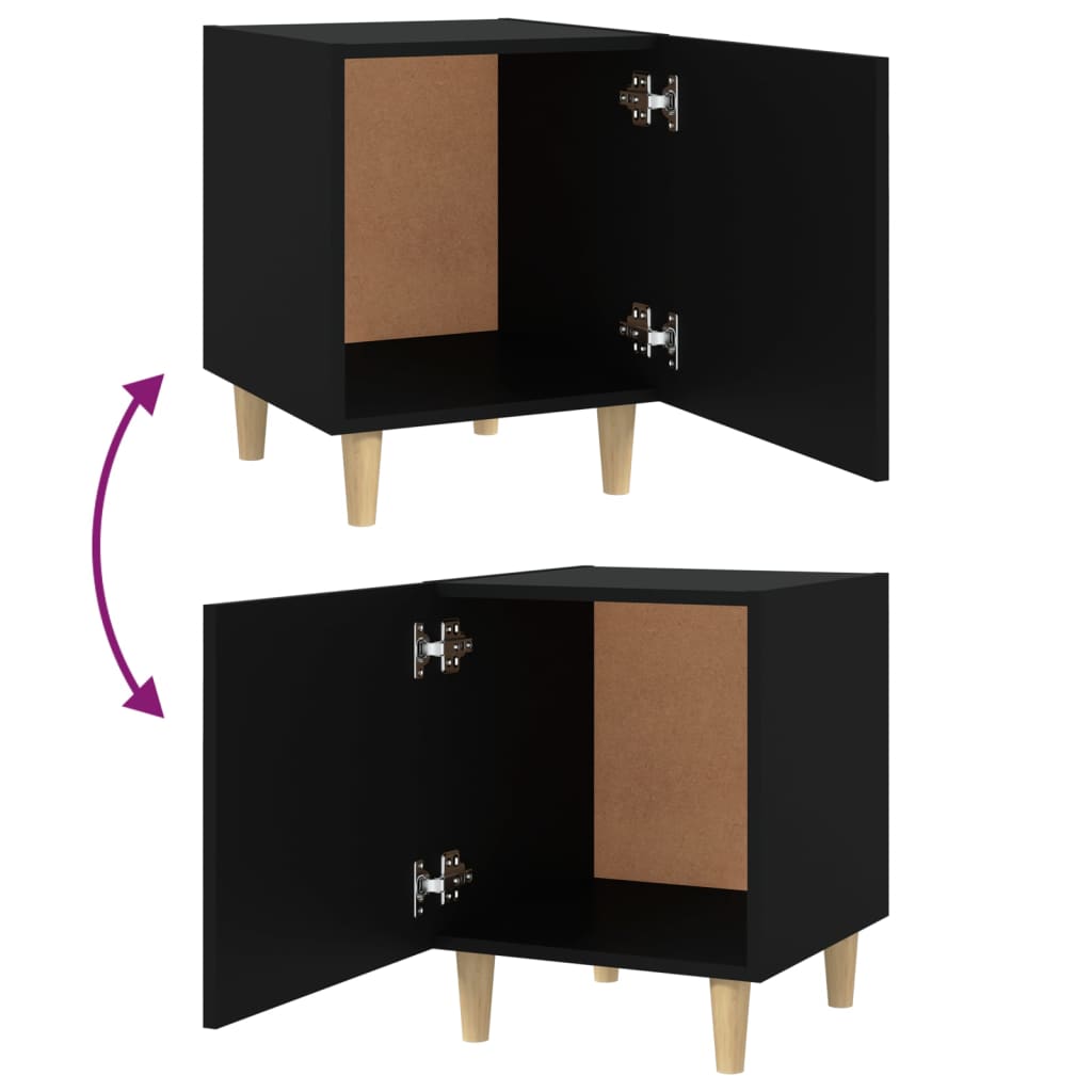 Nachtkastjes 2 St Bewerkt Hout Zwart