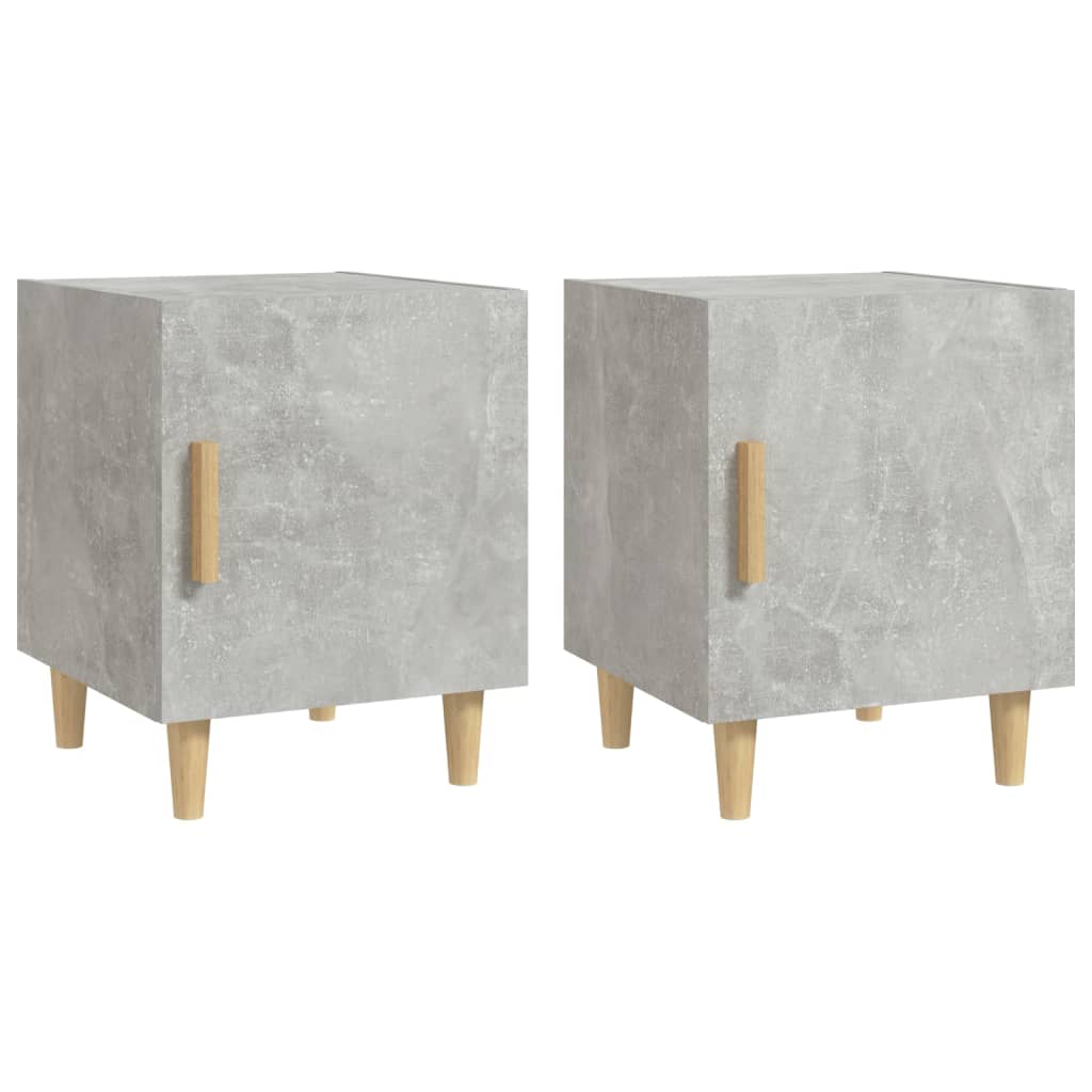 Nachtkastjes 2 St Bewerkt Hout Betongrijs