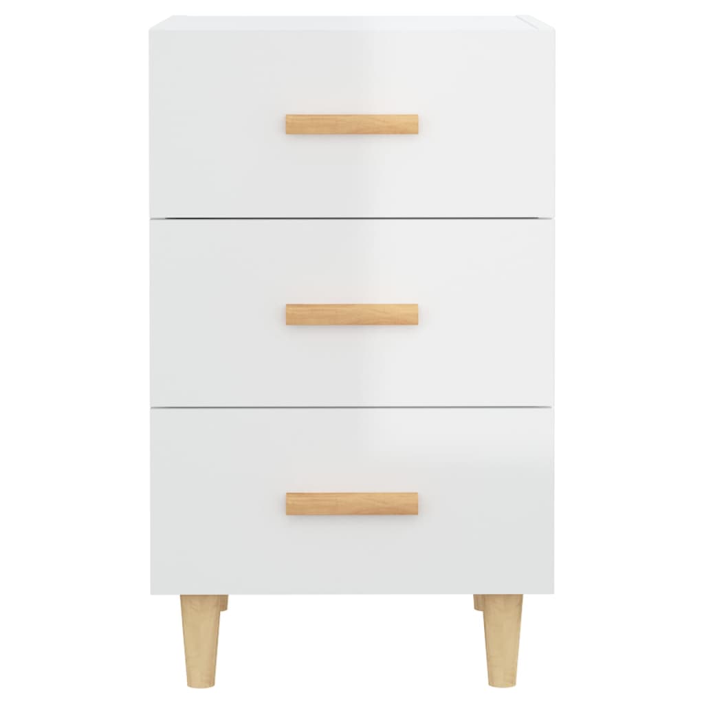 Nachtkastje 40X40X66 Cm Bewerkt Hout Hoogglans Wit