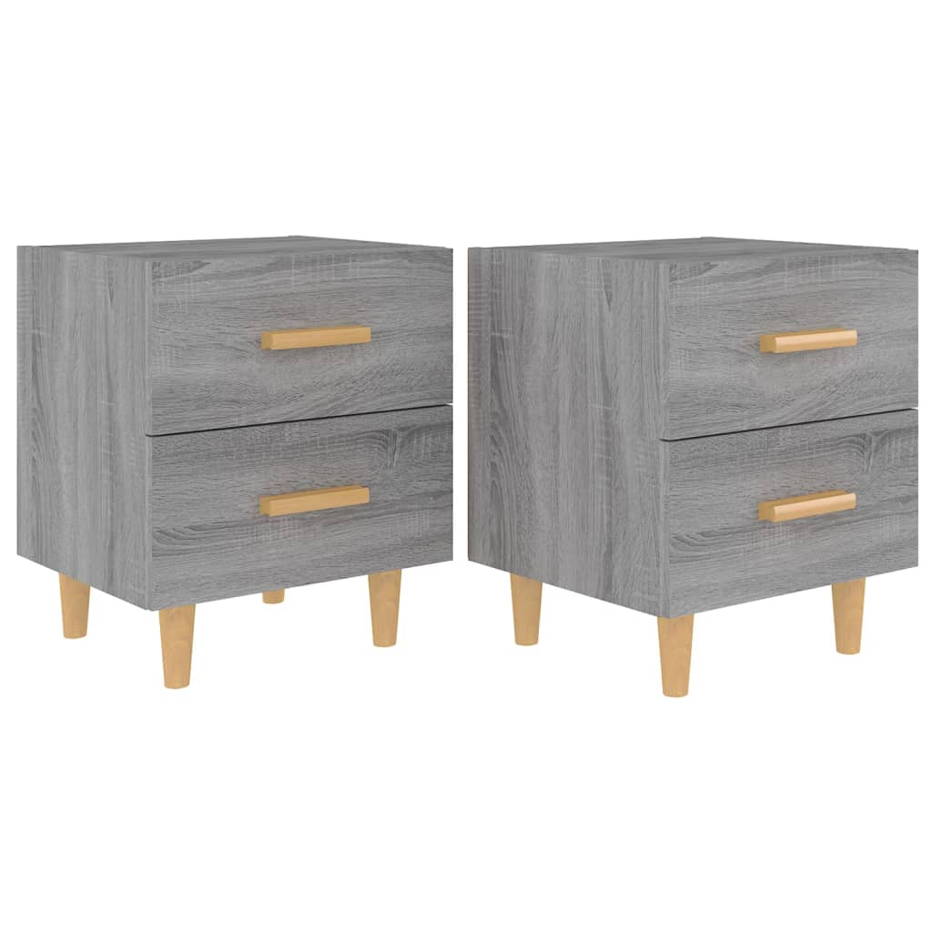 Nachtkastjes 2 St 40X35X47,5 Cm Grijs Sonoma Eikenkleurig