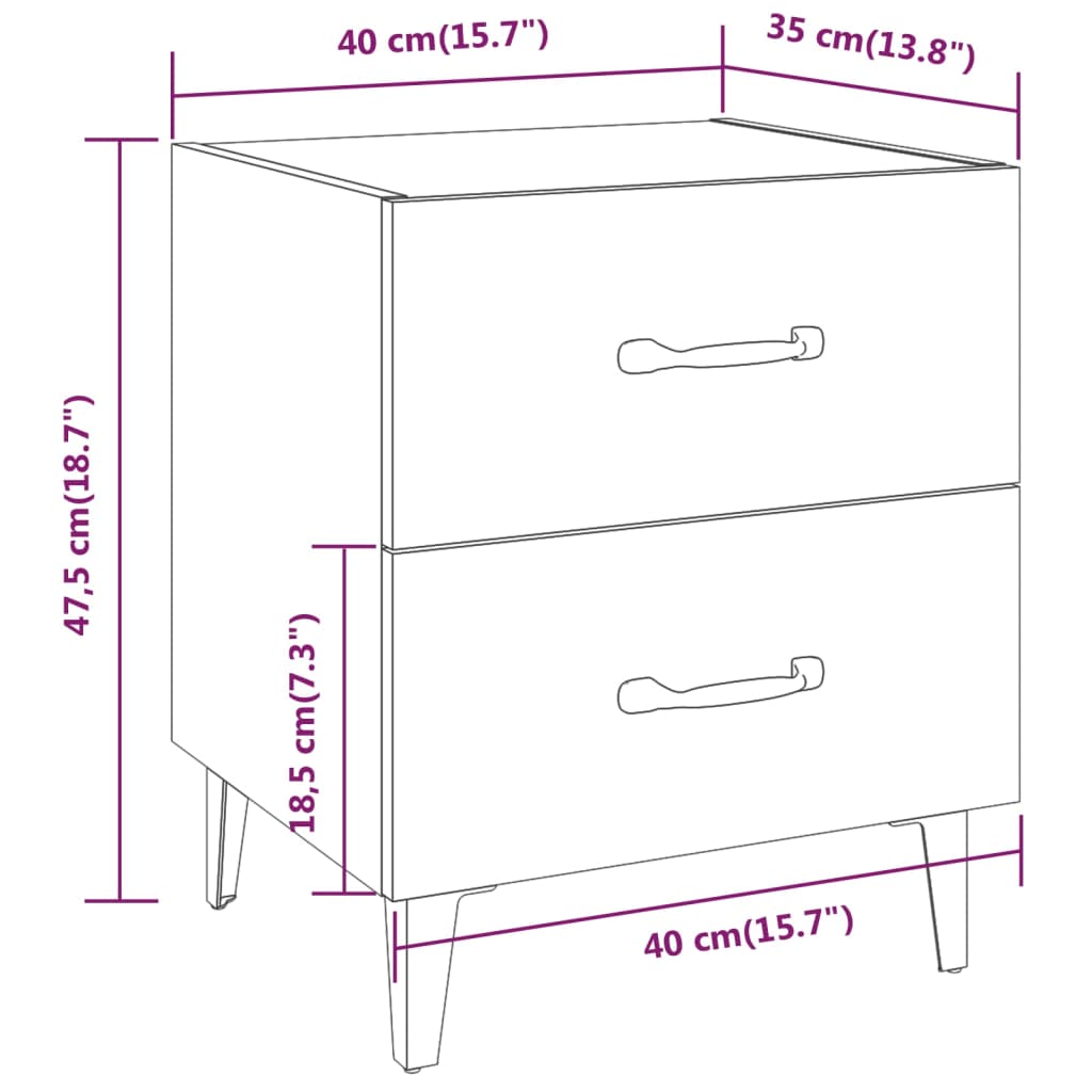 Nachtkastjes 2 St 40X35X47,5 Cm Gerookt Eikenkleurig
