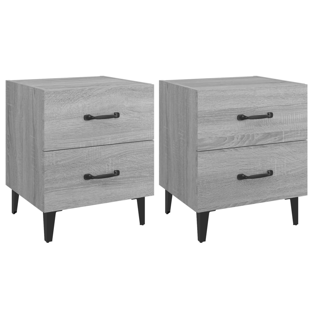 Nachtkastjes 2 St 40X35X47,5 Cm Grijs Sonoma Eikenkleurig