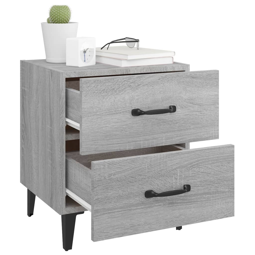 Nachtkastjes 2 St 40X35X47,5 Cm Grijs Sonoma Eikenkleurig
