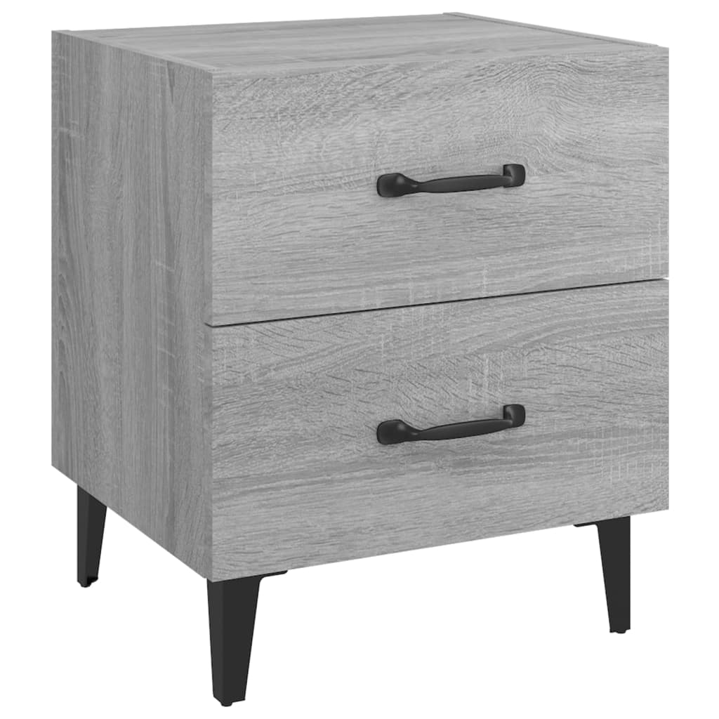 Nachtkastjes 2 St 40X35X47,5 Cm Grijs Sonoma Eikenkleurig