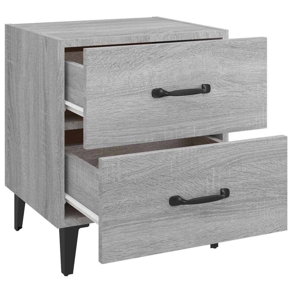 Nachtkastjes 2 St 40X35X47,5 Cm Grijs Sonoma Eikenkleurig