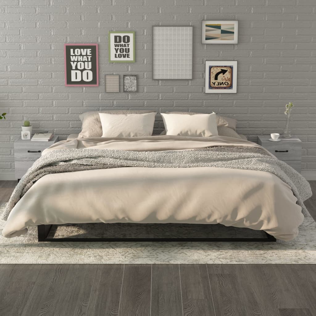 Nachtkastjes 2 St 40X35X47,5 Cm Grijs Sonoma Eikenkleurig