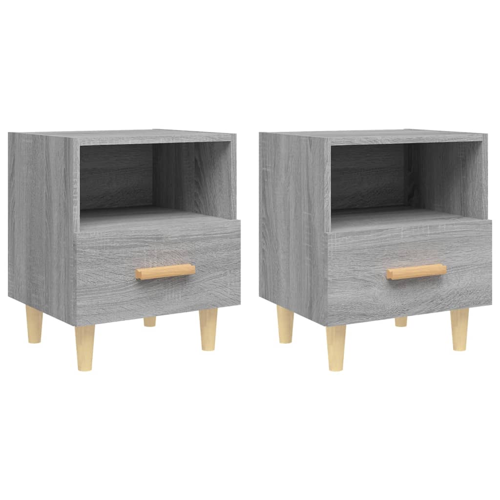 Nachtkastjes 2 St 40X35X47 Cm Grijs Sonoma Eikenkleurig