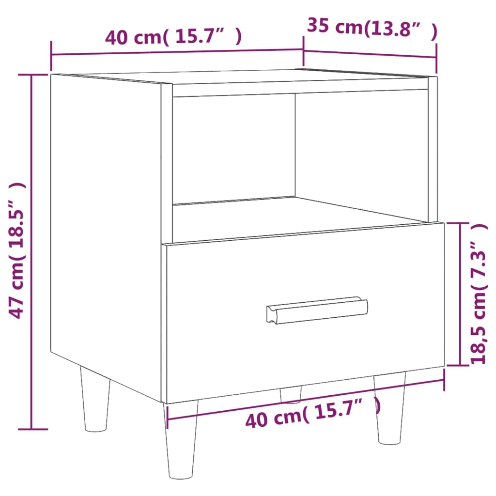 Nachtkastjes 2 St 40X35X47 Cm Grijs Sonoma Eikenkleurig
