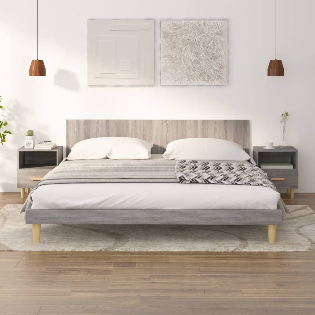Nachtkastjes 2 St 40X35X47 Cm Grijs Sonoma Eikenkleurig