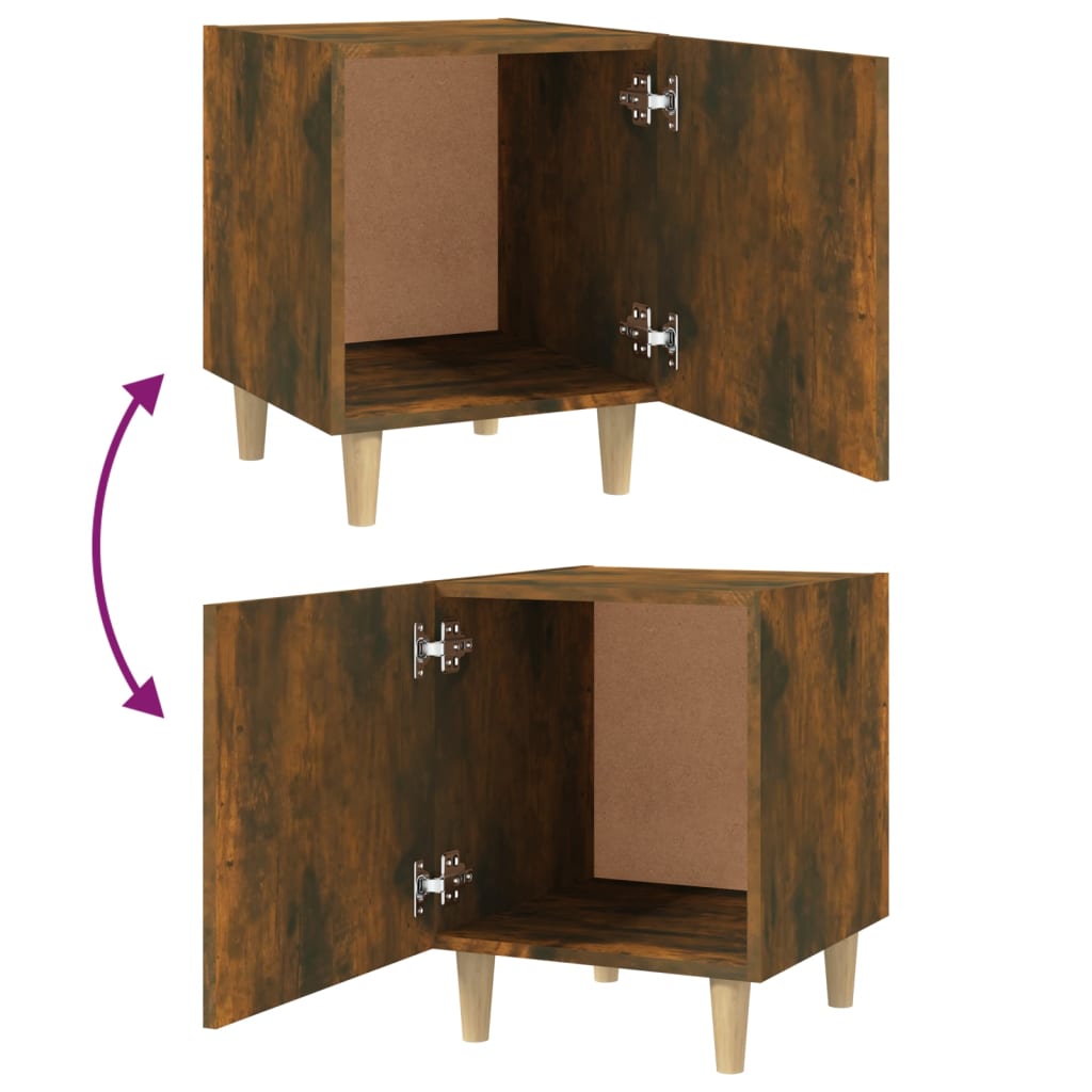 Nachtkastje Bewerkt Hout Gerookt Eikenkleurig