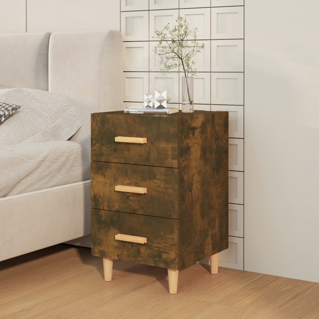 Nachtkastje 40X40X66 Cm Bewerkt Hout Gerookt Eikenkleurig