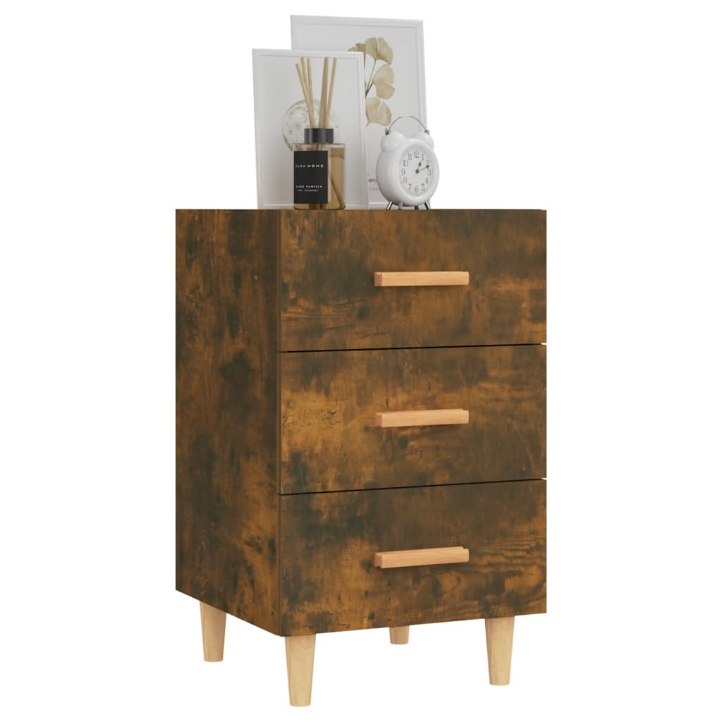 Nachtkastje 40X40X66 Cm Bewerkt Hout Gerookt Eikenkleurig