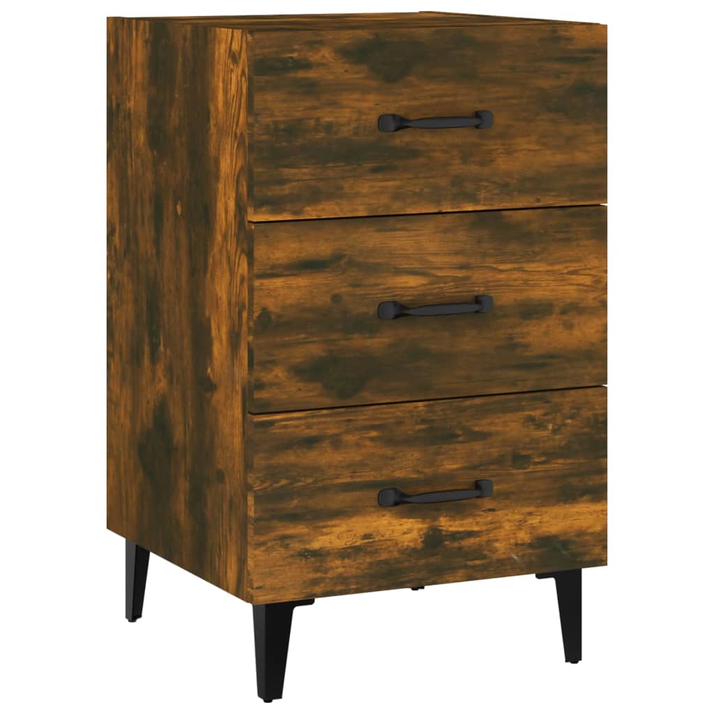 Nachtkastje 40X40X66 Cm Bewerkt Hout Gerookt Eikenkleurig