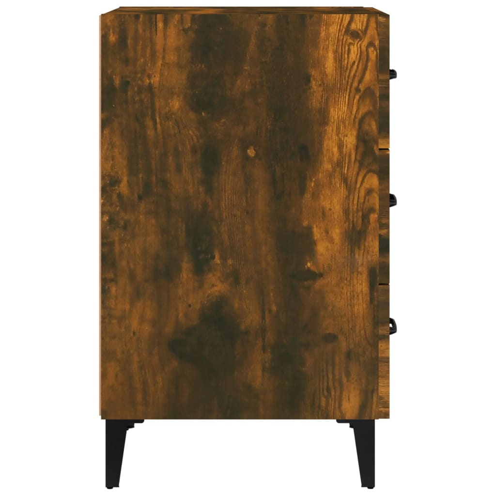 Nachtkastje 40X40X66 Cm Bewerkt Hout Gerookt Eikenkleurig