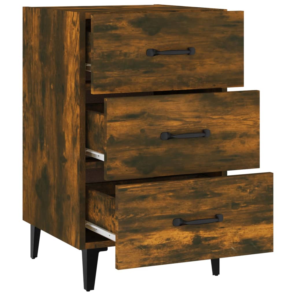 Nachtkastje 40X40X66 Cm Bewerkt Hout Gerookt Eikenkleurig