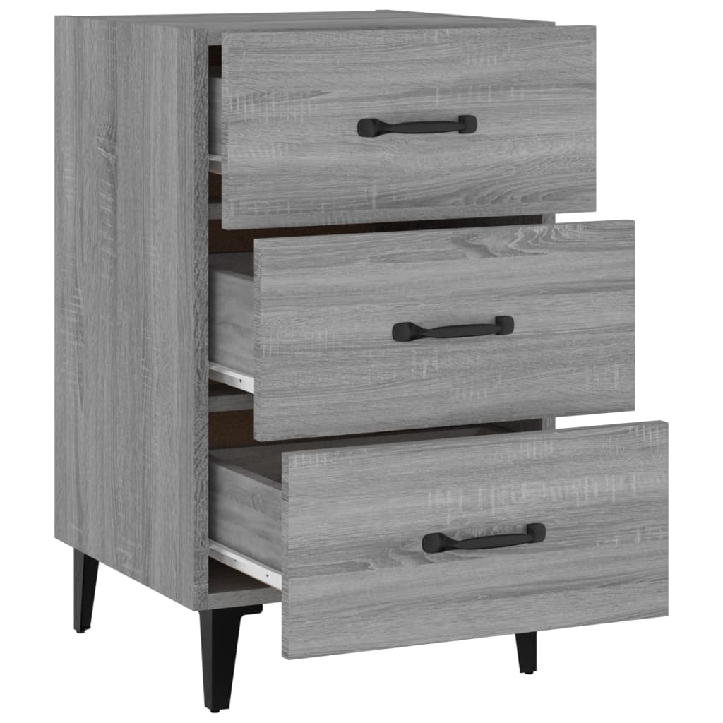 Nachtkastje 40X40X66 Cm Bewerkt Hout Grijs Sonoma Eikenkleurig