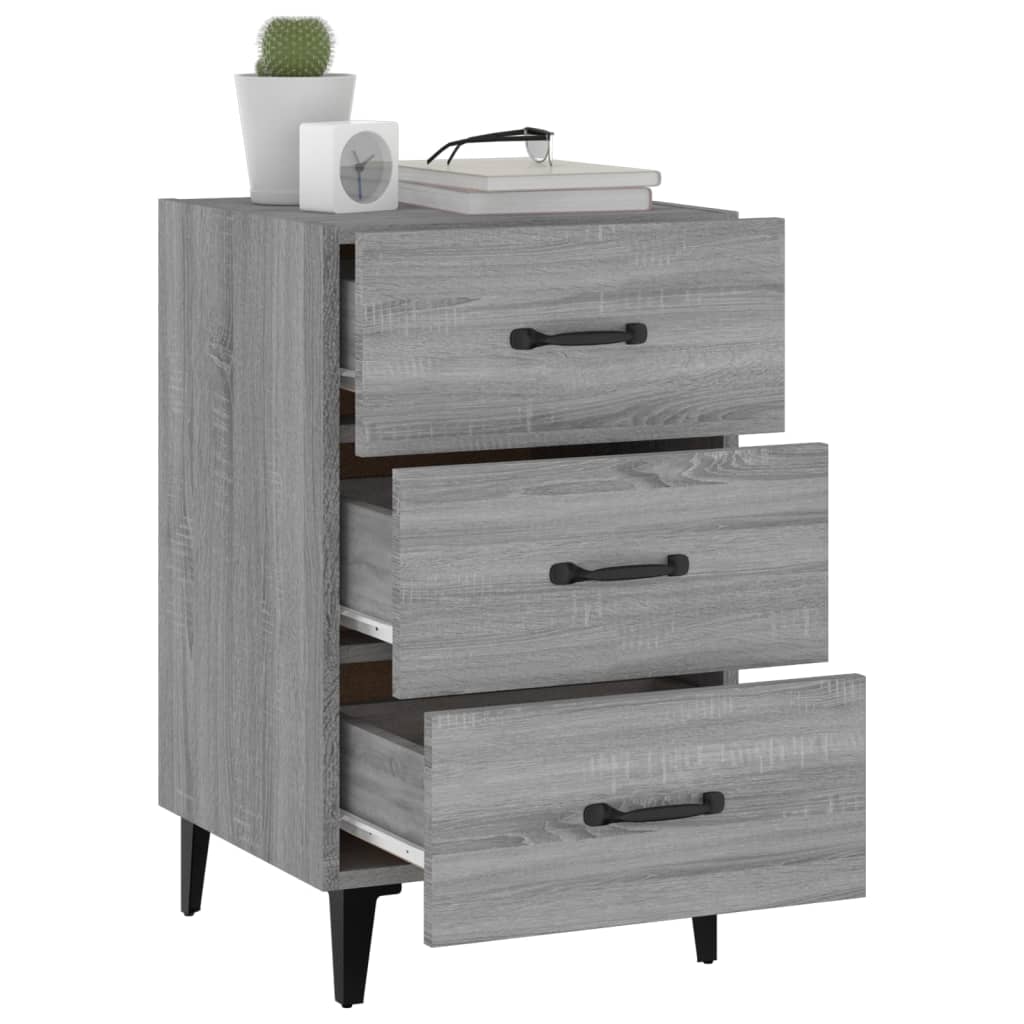 Nachtkastje 40X40X66 Cm Bewerkt Hout Grijs Sonoma Eikenkleurig