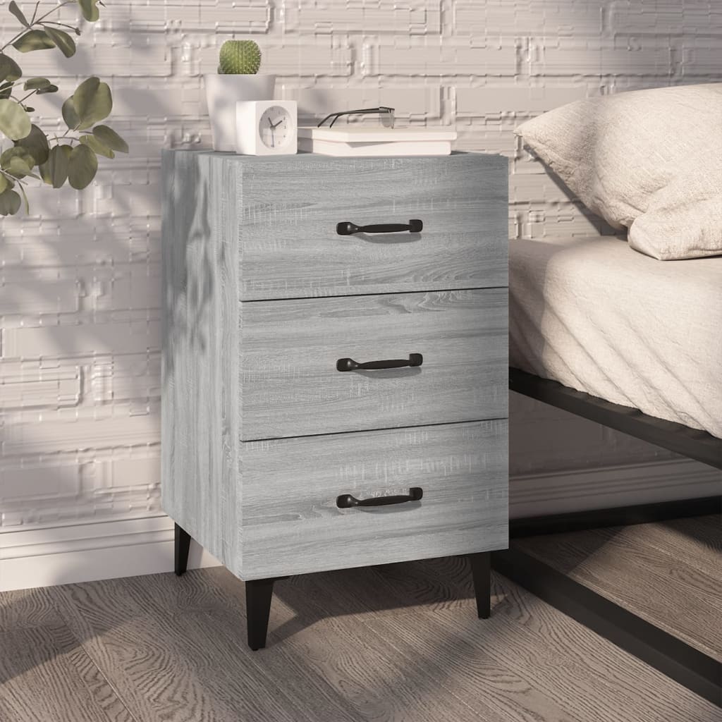 Nachtkastje 40X40X66 Cm Bewerkt Hout Grijs Sonoma Eikenkleurig