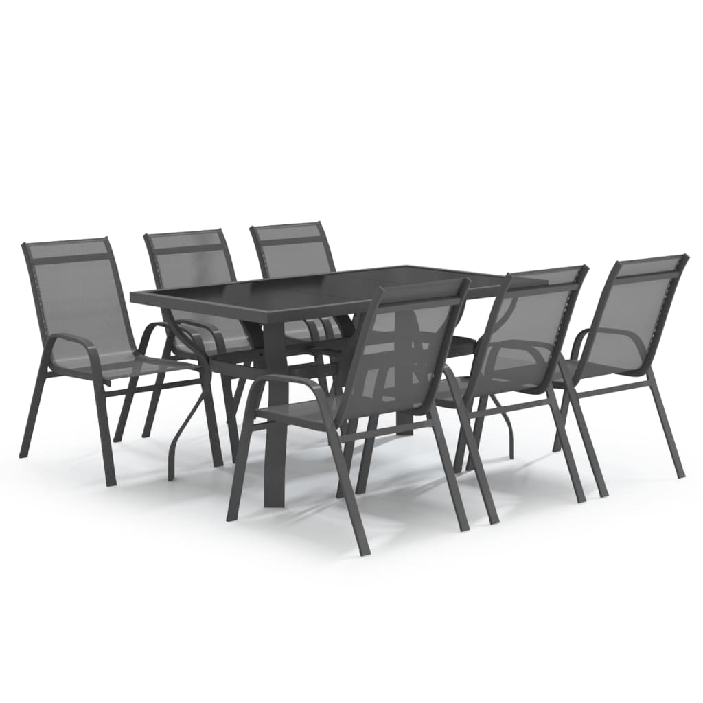 7-Delige Tuinset Grijs En Zwart