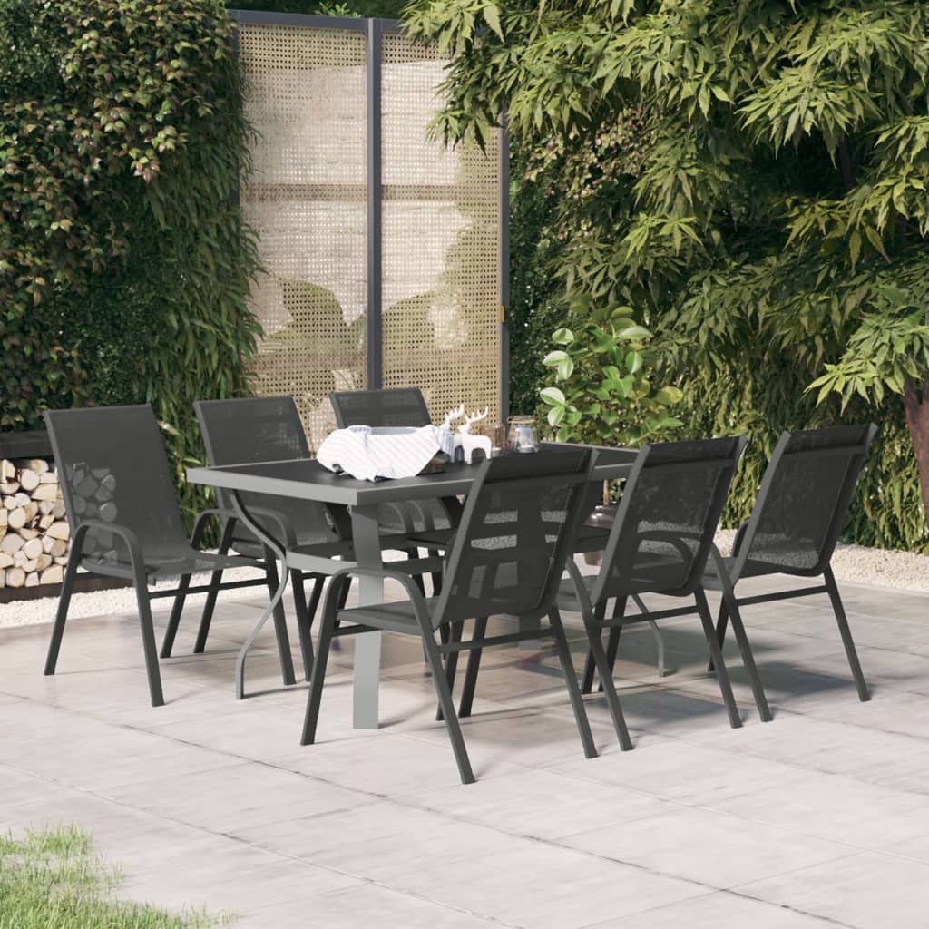 7-Delige Tuinset Grijs En Zwart