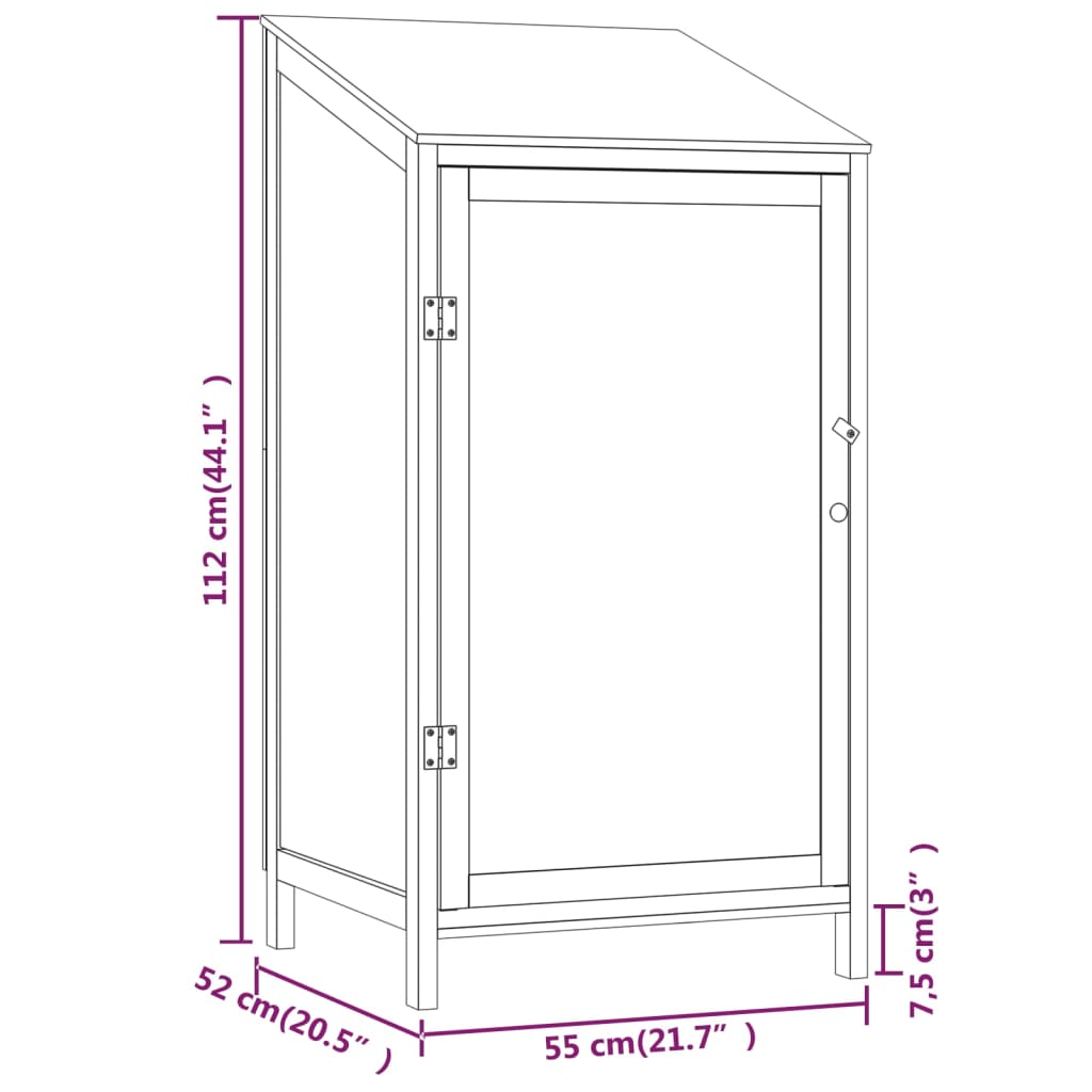Tuinschuur 55X52X112 Cm Massief Vurenhout Wit