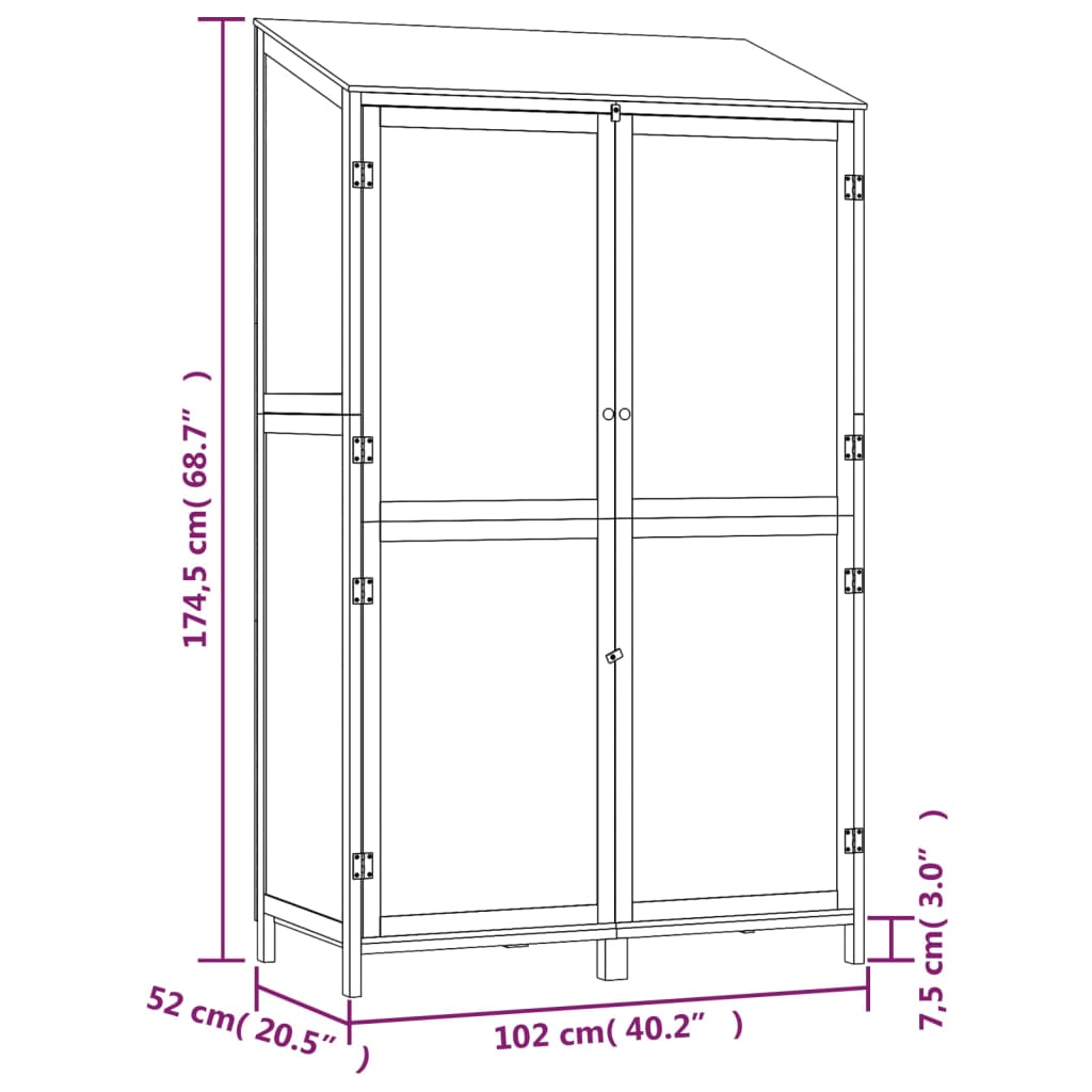 Tuinschuur 102X52X174,5 Cm Massief Vurenhout Antracietkleurig