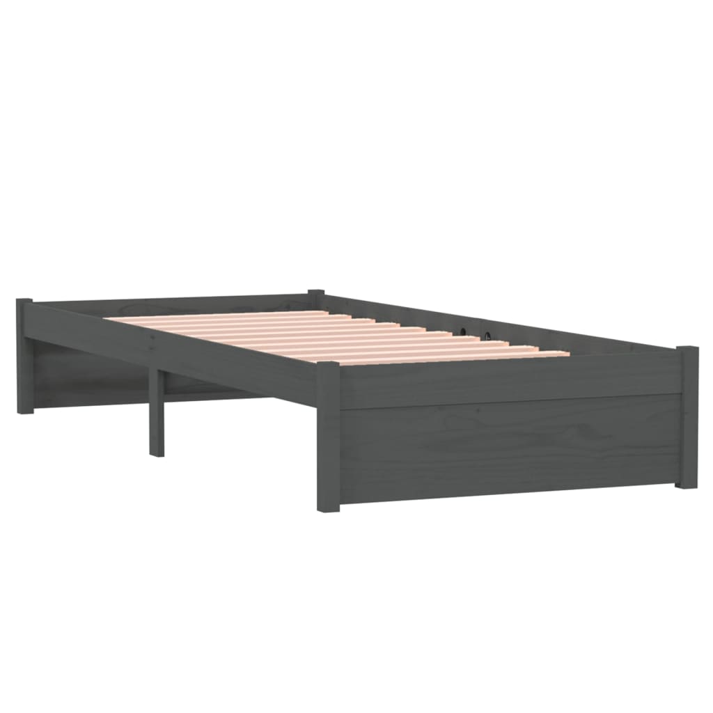 Bedframe Massief Hout Grijs 75X190 Cm 2Ft6 Small Single