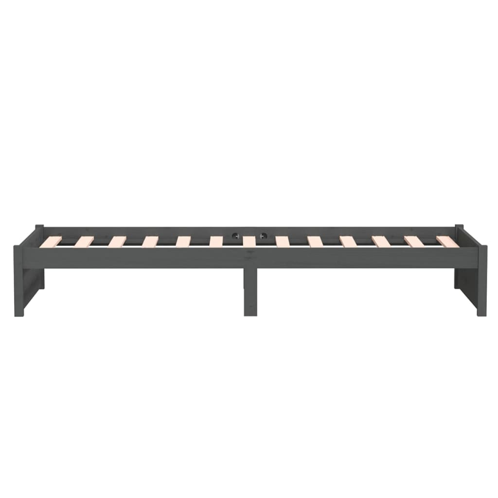 Bedframe Massief Hout Grijs 75X190 Cm 2Ft6 Small Single