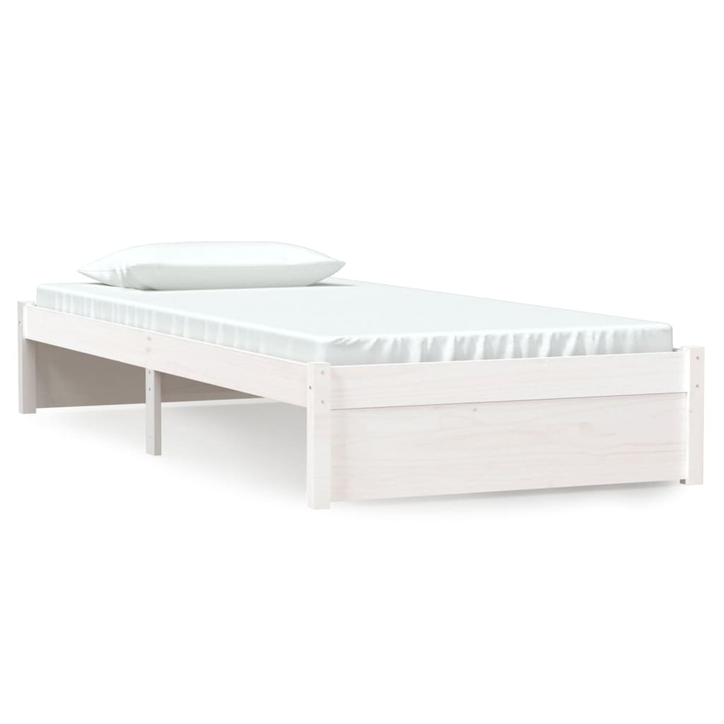 Bedframe Massief Hout Wit 90X190 Cm 3Ft Single