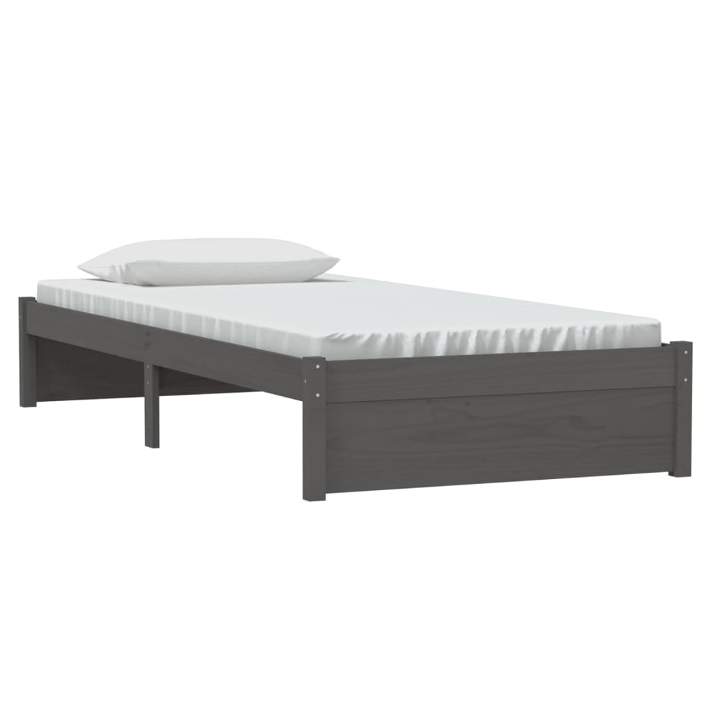 Bedframe Massief Hout Grijs 90X190 Cm 3Ft Single