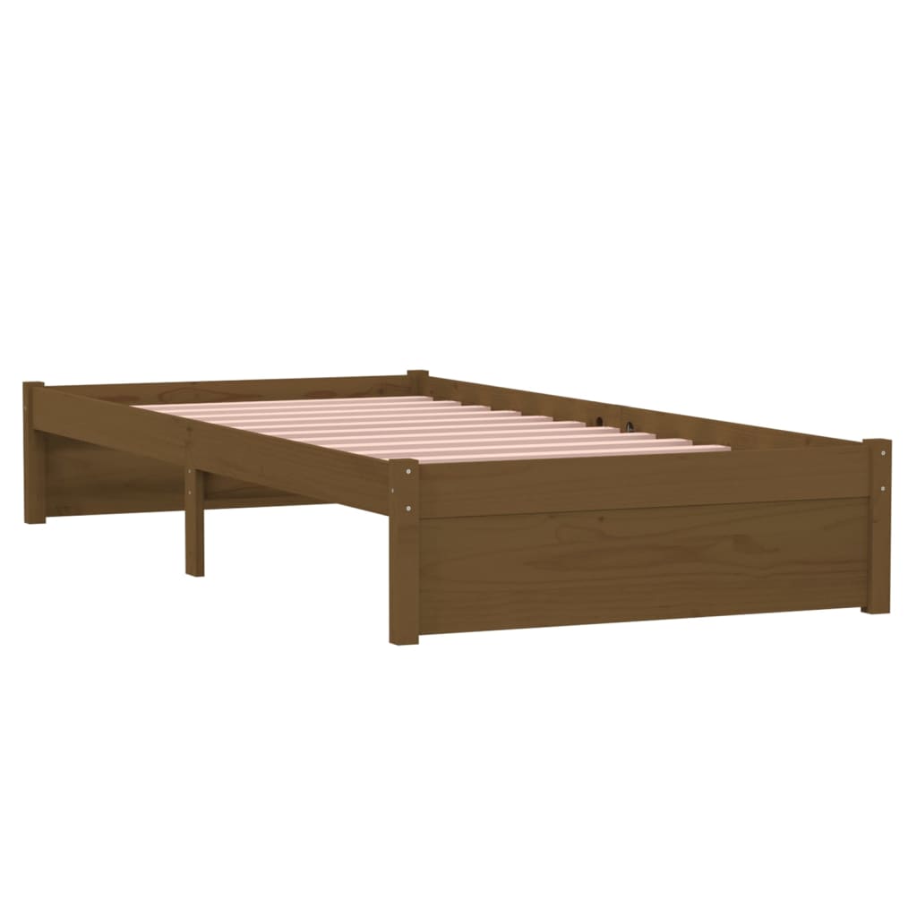 Bedframe Massief Hout Honingbruin 90X190 Cm 3Ft Single