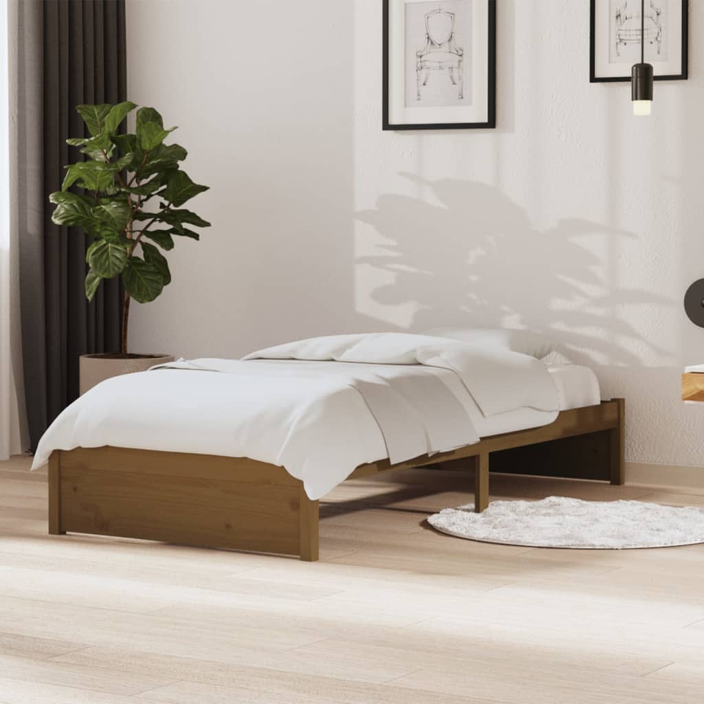 Bedframe Massief Hout Honingbruin 90X190 Cm 3Ft Single
