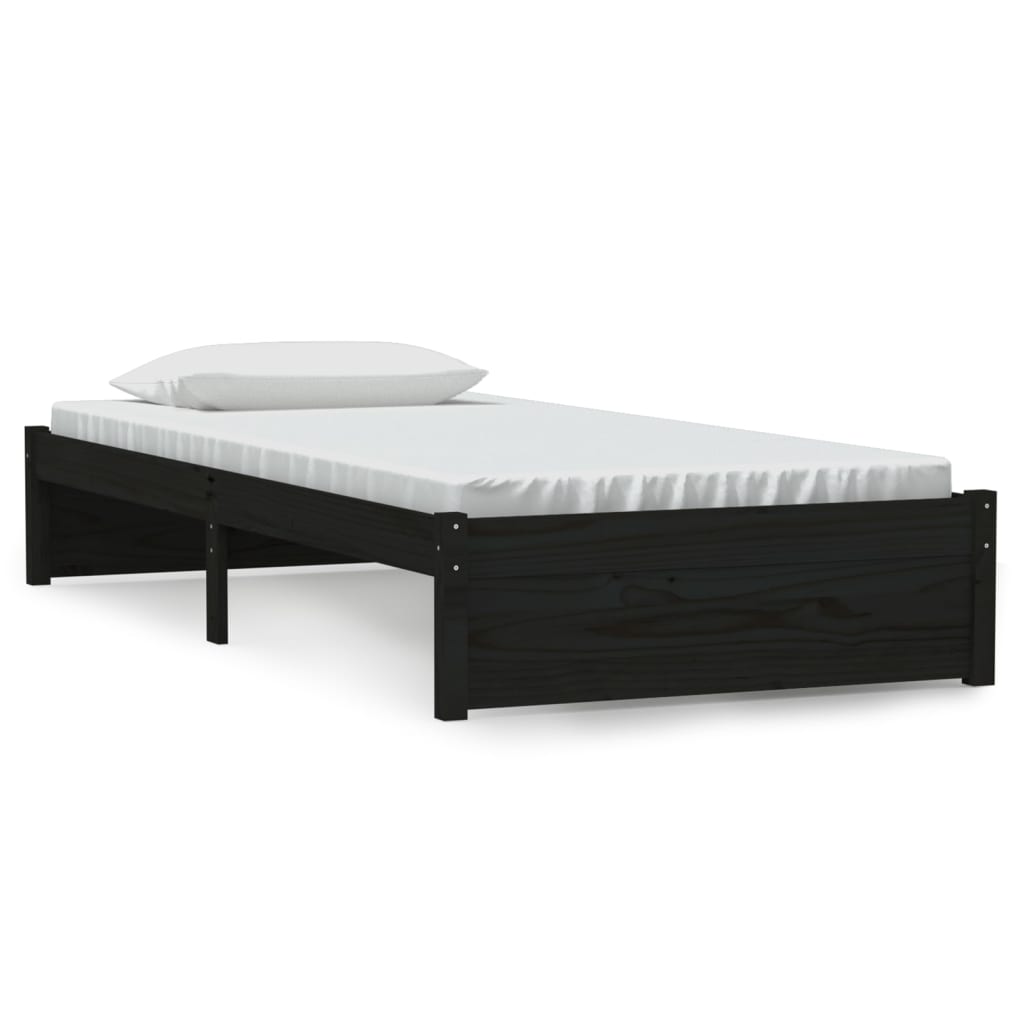 Bedframe Massief Hout Zwart 90X190 Cm 3Ft Single