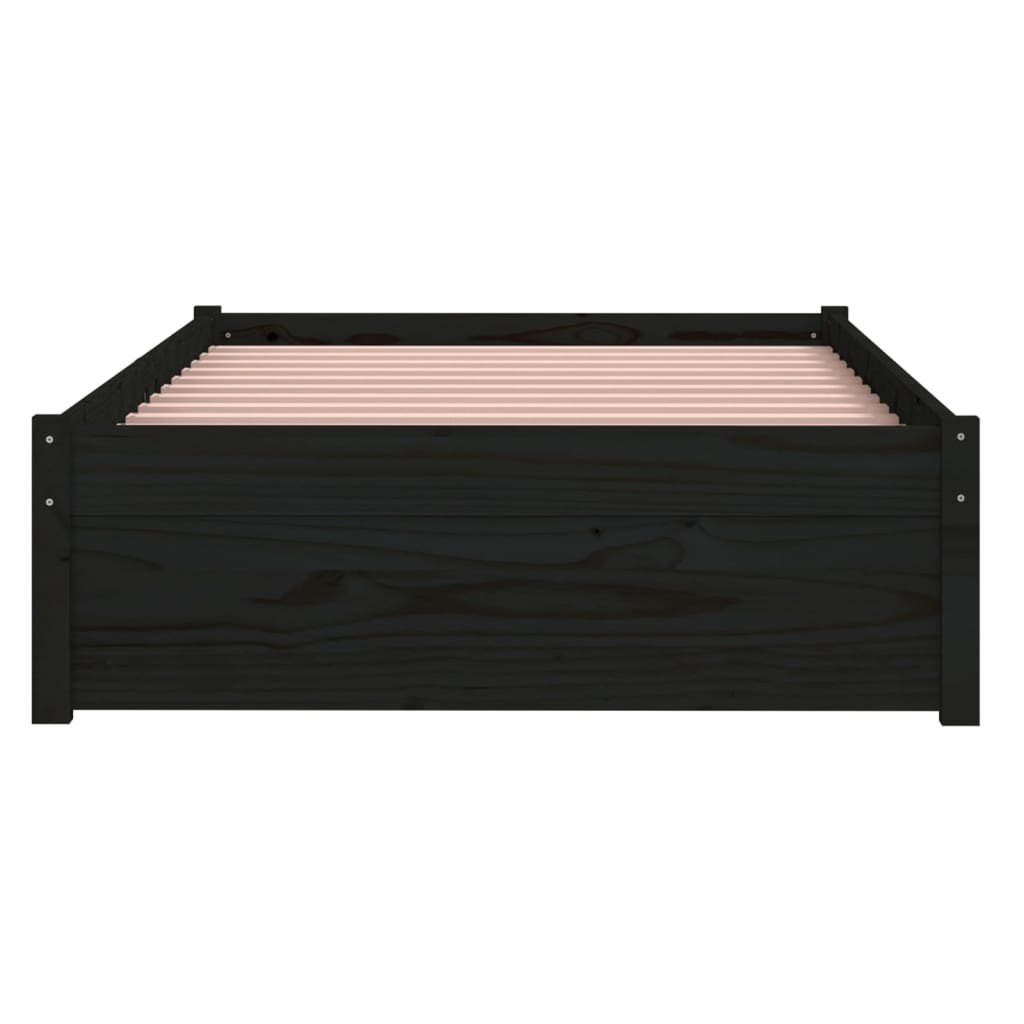 Bedframe Massief Hout Zwart 90X190 Cm 3Ft Single