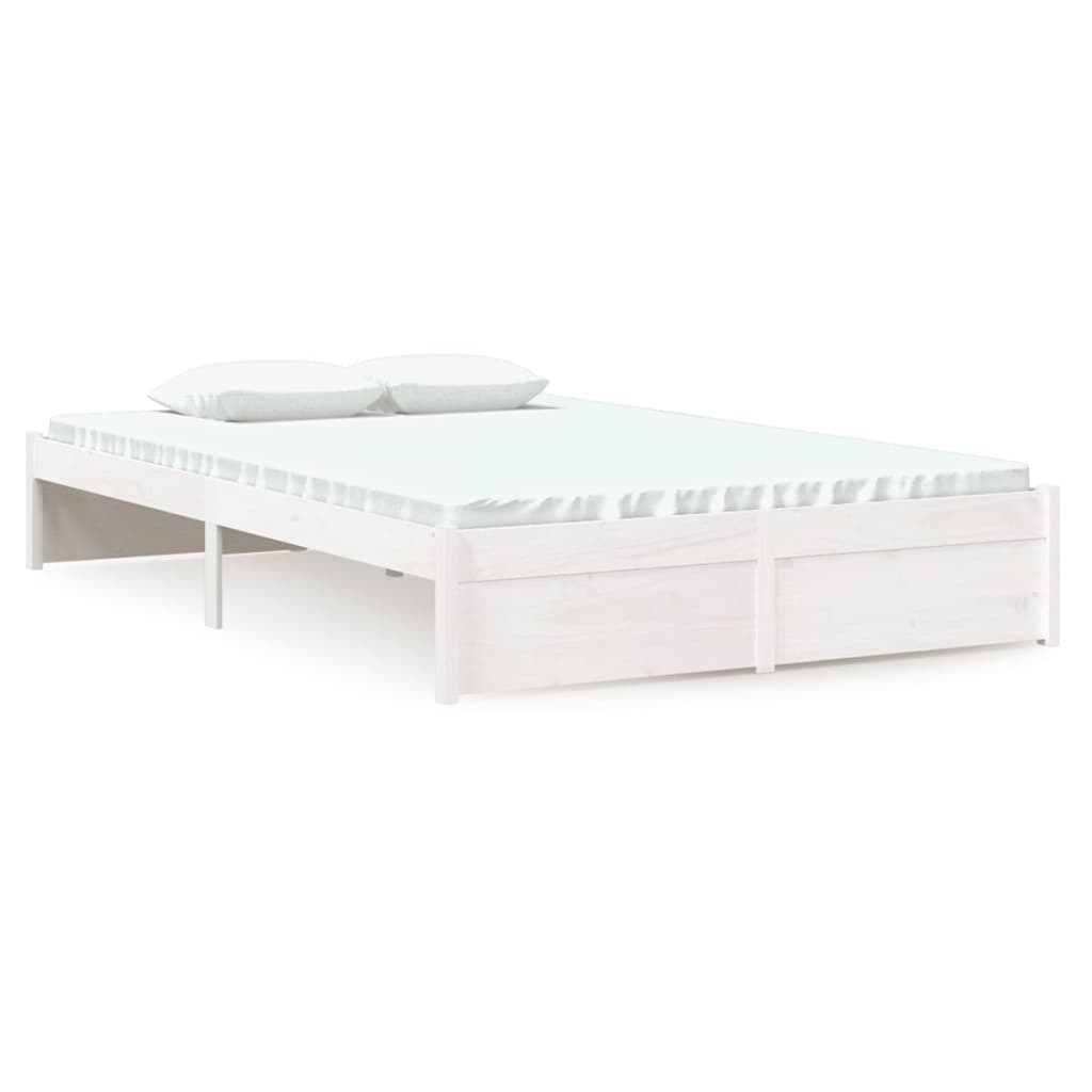 Bedframe Massief Hout Wit 120X190 Cm 4Ft Small Double