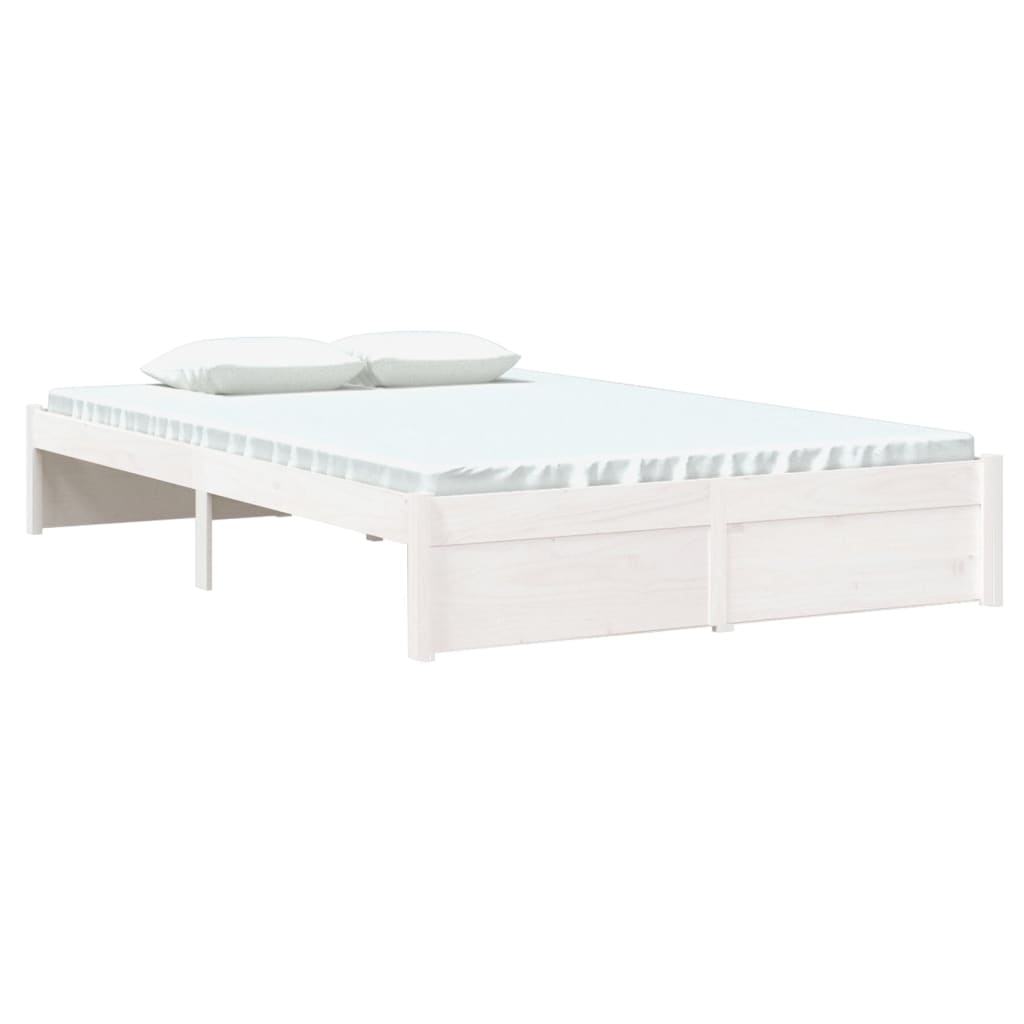 Bedframe Massief Hout Wit 120X190 Cm 4Ft Small Double