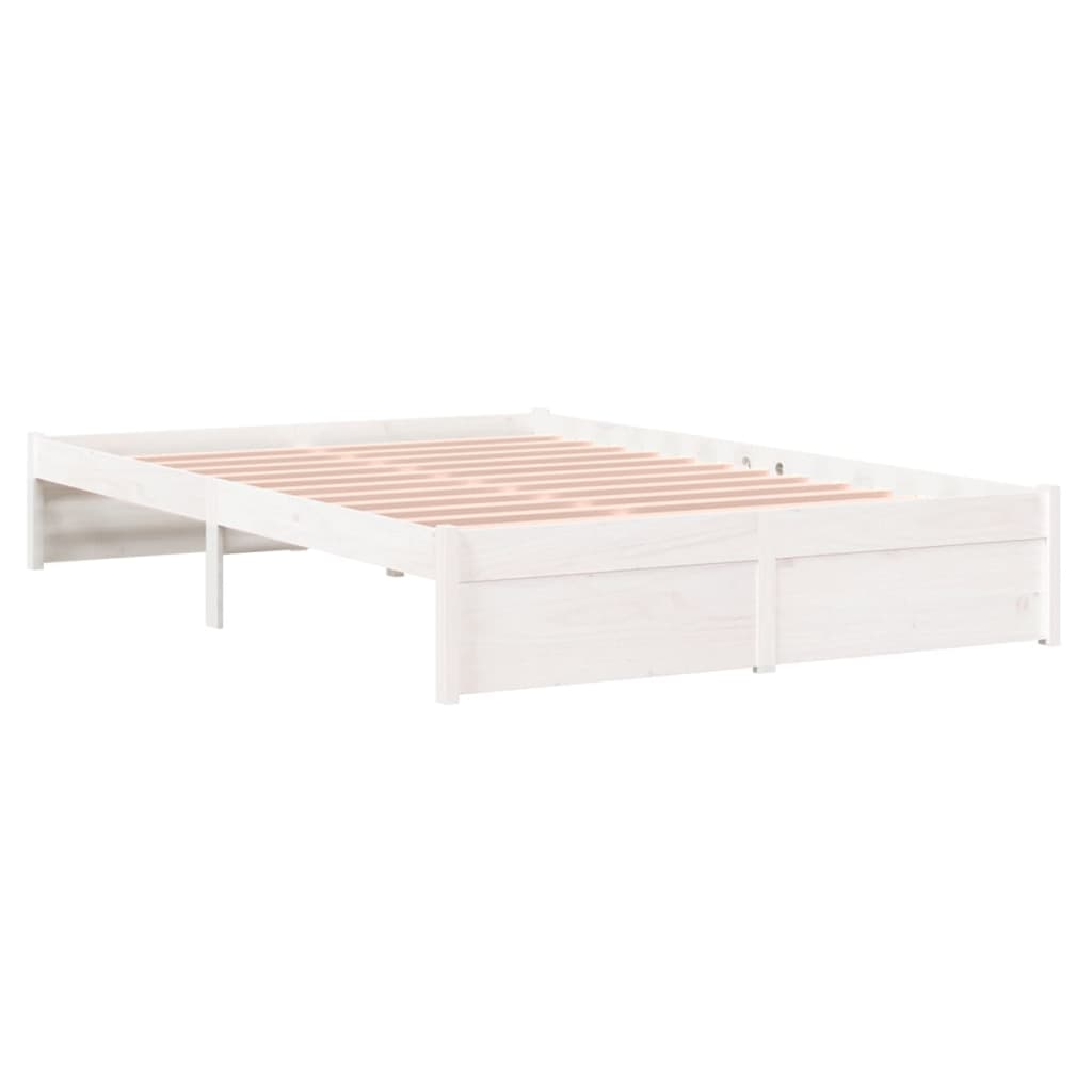 Bedframe Massief Hout Wit 120X190 Cm 4Ft Small Double
