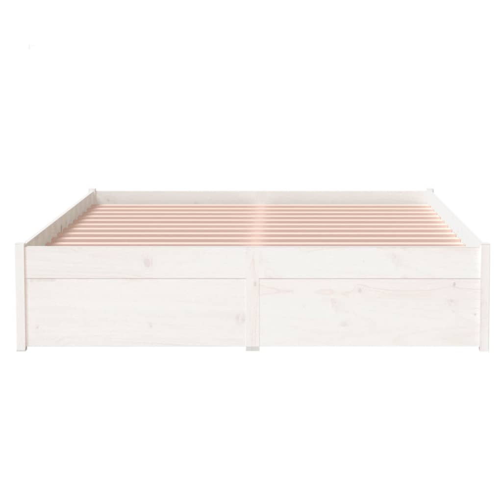 Bedframe Massief Hout Wit 120X190 Cm 4Ft Small Double